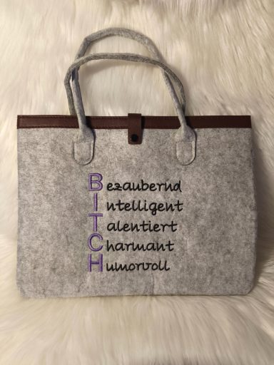 Filztasche bestickt mit Verschluss